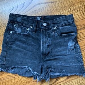 BDG black distressed denim high rise shorts